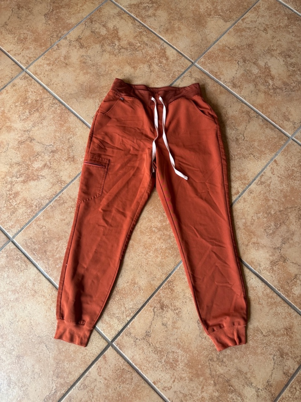 Figs Rust Orange Drawstring Jogger Pants